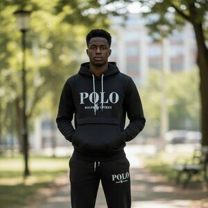 Polo Ralph Lauren Black Hoodie & Jogger Set Men’s Tracksuit New Size Small